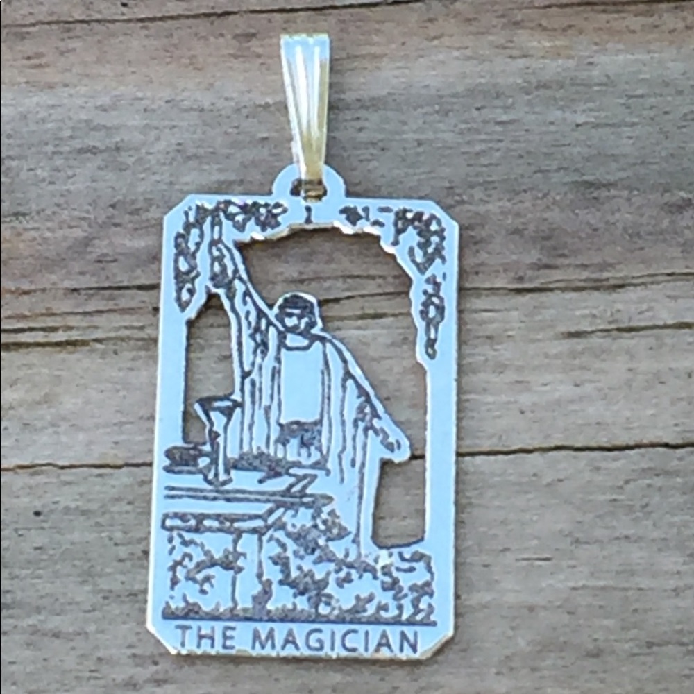 Magician Tarot Card Pendant solid .925 Sterling Silver dainty